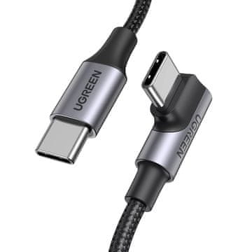 Ugreen USB-C pleteni kutni kabel 480 Mb/s 2 m crno-sivi