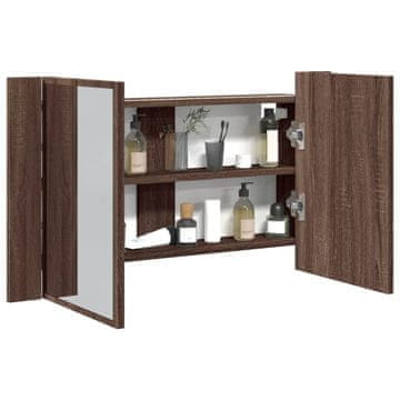 Vidaxl Kupaonski ormarić s ogledalom i LED diodama, svijetlosmeđi hrast, 80x12x45, akril