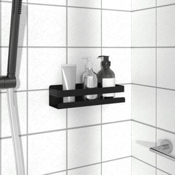 Vidaxl Polica za tuširanje mat crna 23x6,5x6 cm nehrđajući čelik 304