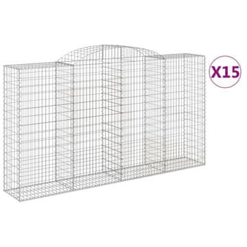 Vidaxl Lučne gabionske košare 15kom 300x50x160/180cm pocinčano željezo