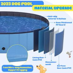 Netscroll Sklopivi bazen za pse i djecu, bez napuhavanja, PVC otporan na ogrebotine, protuklizno dno, odvodni čep, promjer 80 cm, plava boja, PawlyPool