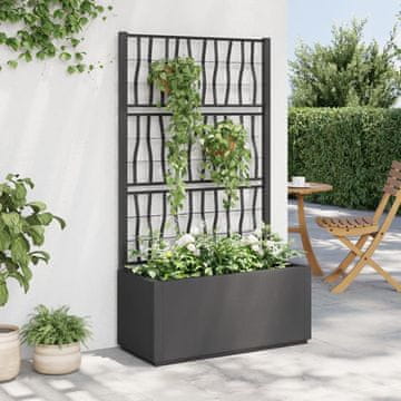 Vidaxl Vrtna žardinjera s rešetkom, tamnosiva, 80x36x140 cm, PP