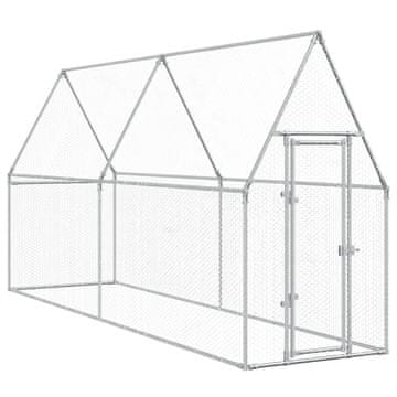 Vidaxl Kavez za kokoši srebrni 400 x 100 x 190 cm od pocinčanog čelika