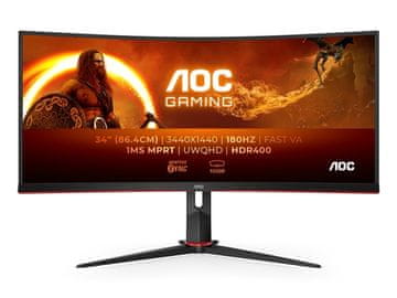 AOC CU34G2XP/BK LED gaming monitor, 86,4 cm (34), VA, WQHD, zakrivljeni