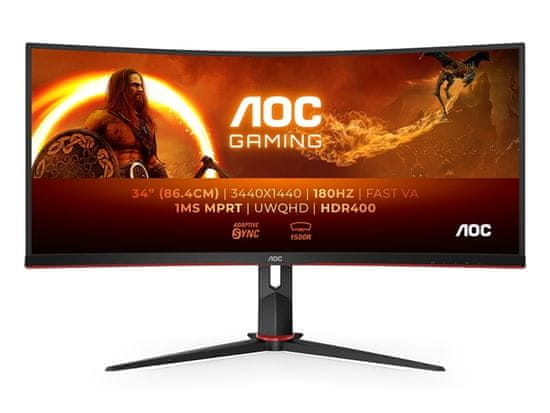 AOC CU34G2XP/BK LED gaming monitor, 86,4 cm (34), VA, WQHD, zakrivljeni