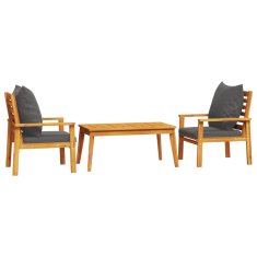 Vidaxl 3-dijelna vrtna garnitura s jastucima masivno bagremovo drvo
