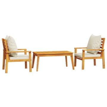 Vidaxl 3-dijelna vrtna garnitura s jastucima masivno bagremovo drvo