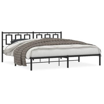 Vidaxl Metalni okvir kreveta s uzglavljem crni 193x203 cm