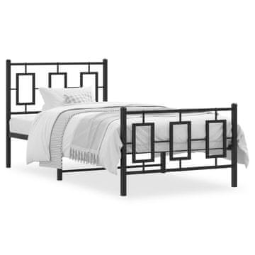 Vidaxl Metalni okvir kreveta s uzglavljem i podnožjem crni 90x200 cm