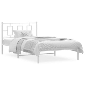 Vidaxl Metalni okvir kreveta s uzglavljem bijeli 107x203 cm