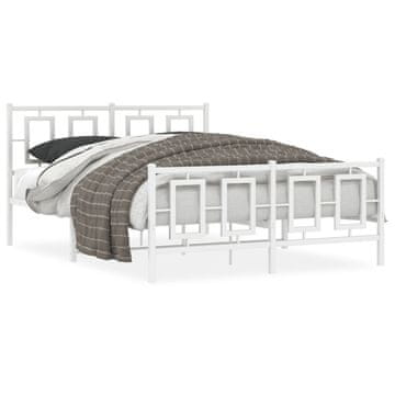 Vidaxl Metalni okvir kreveta s uzglavljem i podnožjem bijeli 135x190 cm