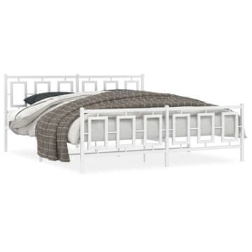 Vidaxl Metalni okvir kreveta s uzglavljem i podnožjem bijeli 183x213 cm