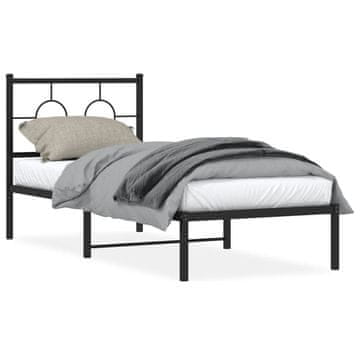 Vidaxl Metalni okvir kreveta s uzglavljem crni 80x200 cm