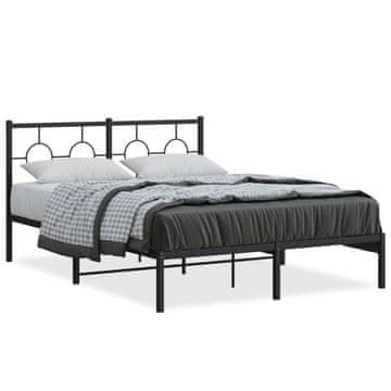 Vidaxl Metalni okvir kreveta s uzglavljem crni 140x190 cm