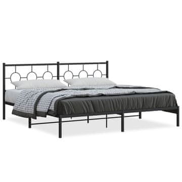 Vidaxl Metalni okvir kreveta s uzglavljem crni 193x203 cm