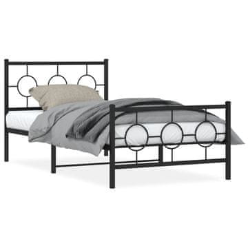 Vidaxl Metalni okvir kreveta s uzglavljem i podnožjem crni 100x200 cm