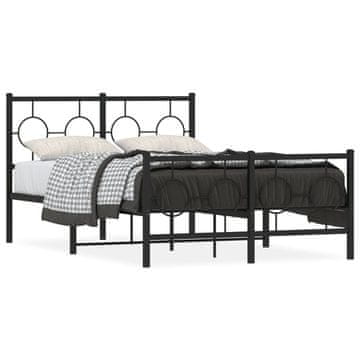 Vidaxl Metalni okvir kreveta s uzglavljem i podnožjem crni 120x190 cm