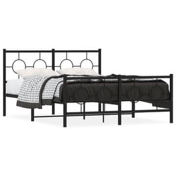 Vidaxl Metalni okvir kreveta s uzglavljem i podnožjem crni 135x190 cm