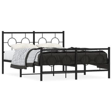Vidaxl Metalni okvir kreveta s uzglavljem i podnožjem crni 140x190 cm