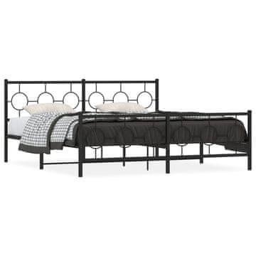 Vidaxl Metalni okvir kreveta s uzglavljem i podnožjem crni 183x213 cm