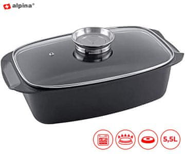 Alpina posuda i pekač, 5,5 l, crna