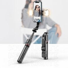 Tech-protect L05S bluetooth selfie štap sa stativom i LED svjetlom, čierna