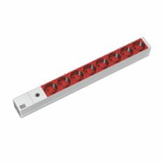 Bachmann razdjelnik za rack 8x220V ALU UPS C14 2m sivo/crveni 333.410