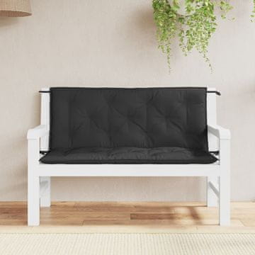 Vidaxl Jastuci za vrtnu klupu, set od 2, crni, oxfordska tkanina