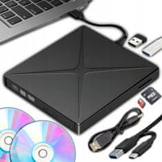 Dexxer 4v1 prijenosni vanjski CD i DVD USB 3.0 SD čitač