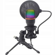 Dexxer Tablica LED RGB kondenzatorski stajaći mikrofon USB + tronožac