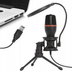 Dexxer Tablica LED RGB kondenzatorski stajaći mikrofon USB + tronožac