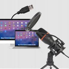 Dexxer Tablica LED RGB kondenzatorski stajaći mikrofon USB + tronožac