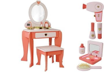 Lean-toys Hearts drveni toaletni stolić s ogledalom i ladicom