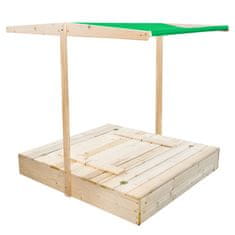 Aga Dječje drveno pješčaniko s krovom 120x120 cm Zelene boje