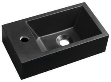 SAPHO AMAROK Mali Umivaonik od Lijevanog Mramora, 40x22cm, Crni Mat, S Lijevom Miješalicom