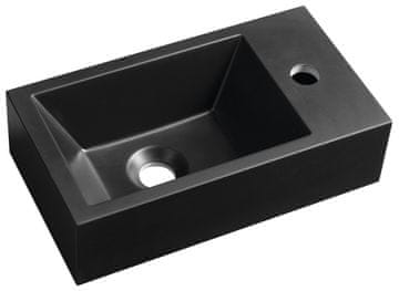 SAPHO AMAROK mali umivaonik od izlivenog mramora, 40x22cm, crna mat, desna slavina