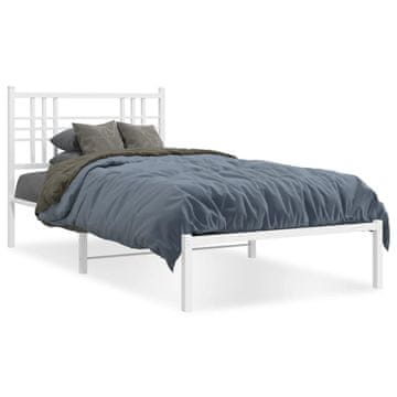 Vidaxl Metalni okvir kreveta s uzglavljem bijeli 100x200 cm