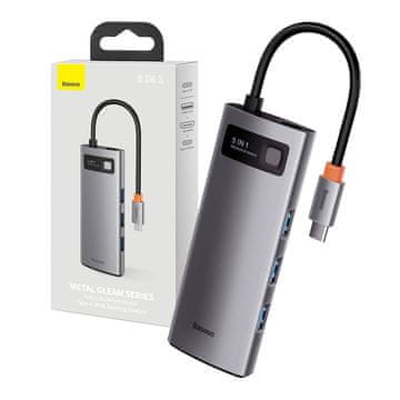 BASEUS Hub 5u1 Baseus Metal Gleam Series, USB-C na 3x USB 3.0 + HDMI + USB-C PD