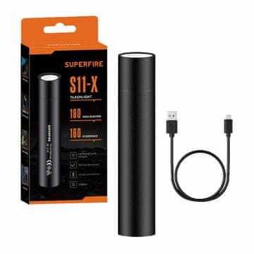 Superfire Mini svjetiljka Supfire S11-X, 700lm, USB