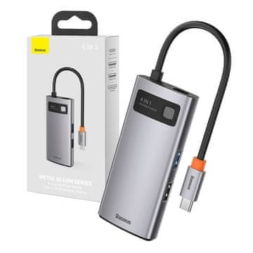 BASEUS Hub 4u1 Baseus Metal Gleam serija, USB-C na USB 3.0 + USB 2.0 + HDMI + USB-C PD