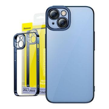BASEUS Baseus Glitter prozirna maskica i set kaljenog stakla za iPhone 14 Plus (plava)