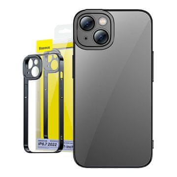 BASEUS Baseus Glitter prozirna maskica i set kaljenog stakla za iPhone 14 Plus (crna)