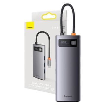 BASEUS Hub 6u1 Baseus StarJoy serija, USB-C na 3x USB 3.0 + HDMI + USB-C PD + RJ45