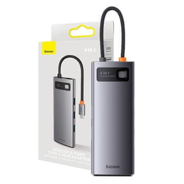 BASEUS Hub 8w1 Baseus StarJoy Metal Glam serija, USB-C na HDMI + 3 x USB 3.0 + USB-C PD + RJ45 + SD/TF