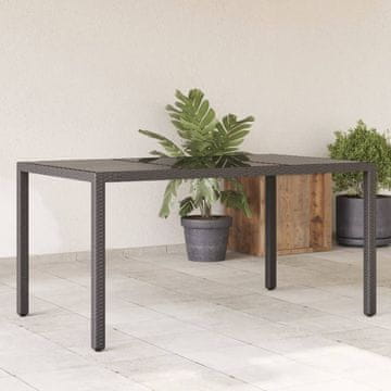 Vidaxl Vrtni stol sa staklenom pločom crni 150x90x75 cm PE ratan