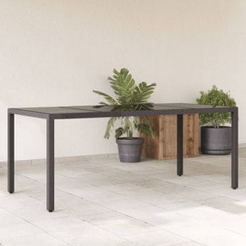 Vidaxl Vrtni stol sa staklenom pločom crni 190x90x75 cm