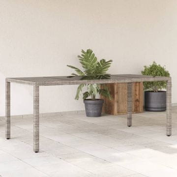 Vidaxl Vrtni stol sa staklenom pločom, sivi, 190x90x75 cm