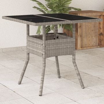 Vidaxl Vrtni stol sa staklenom pločom svijetlo sivi 80x80x75 cm