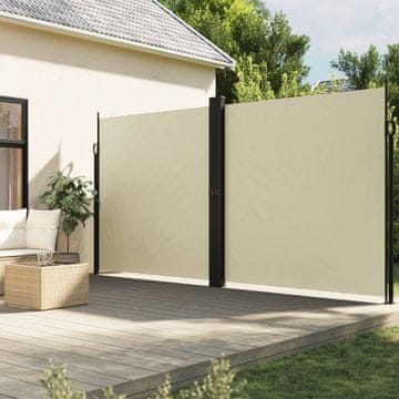 Vidaxl Uvlačna bočna tenda, krem, 220 x 1000 cm