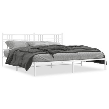 Vidaxl Metalni okvir kreveta s uzglavljem bijeli 193x203 cm